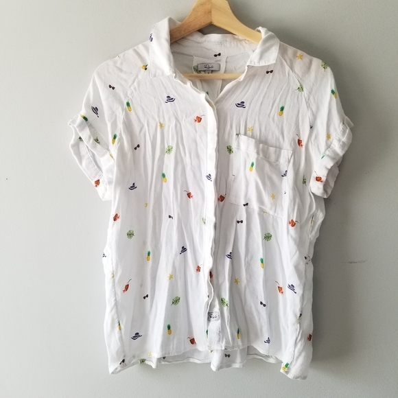 Rails Anthro Chase Beach Day Button Front Shirt Small - Picture 2 of 11